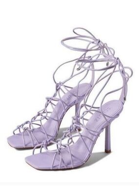 SCHUTZ Lilac Lace-Up Strappy Heels 38.5